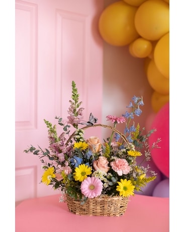 Boho Basket Flower Arrangement